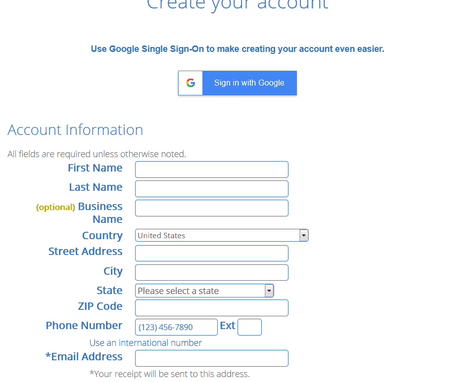 Bluehost account