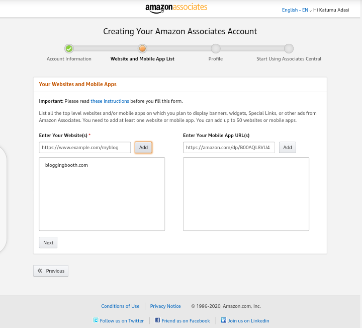 Amazon affiliate program