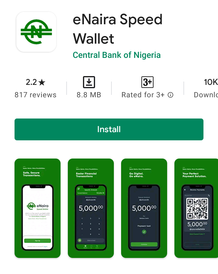 eNaira Review
Download E Naira wallet