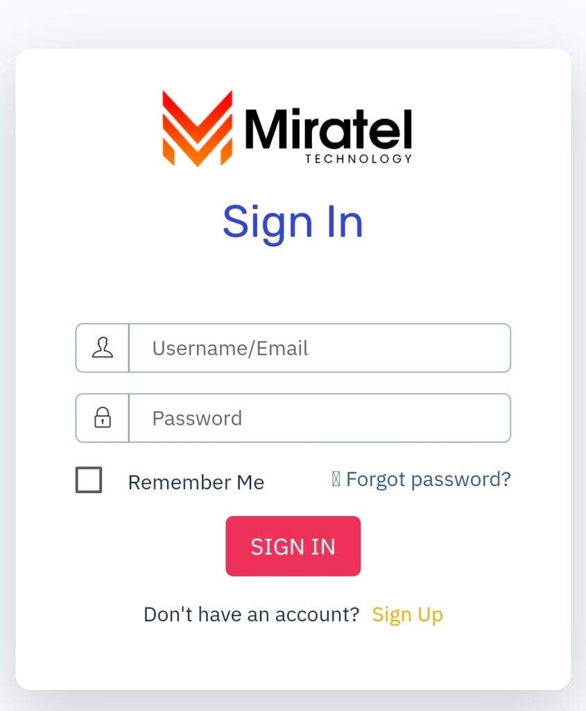 Miratel sign in