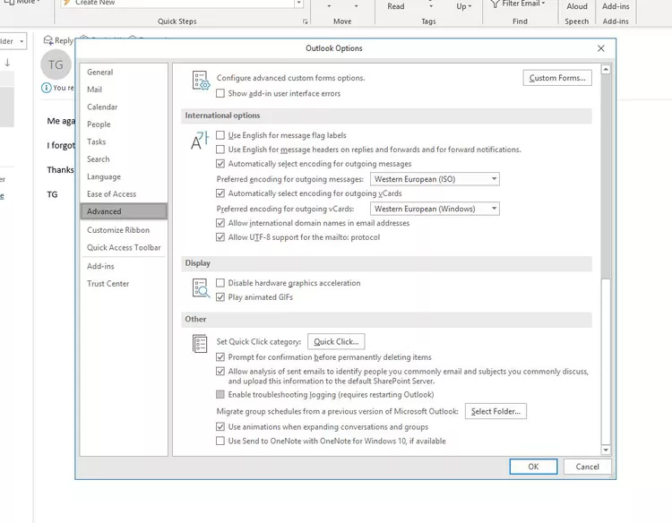 troubleshoot outlook logs 